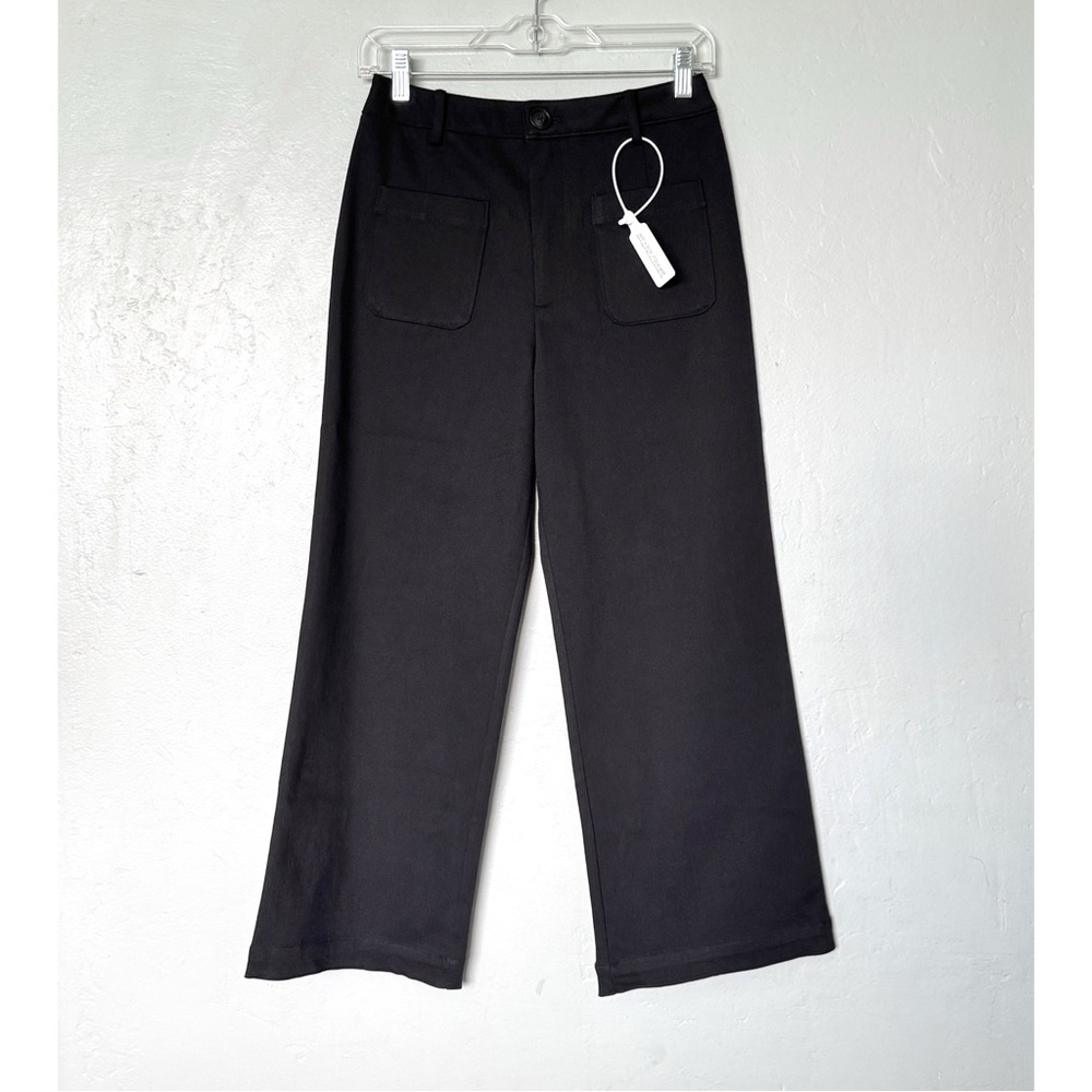 Petite Studio NYC Billy Denim Wide-Leg Cropped Pants in Black Size XS